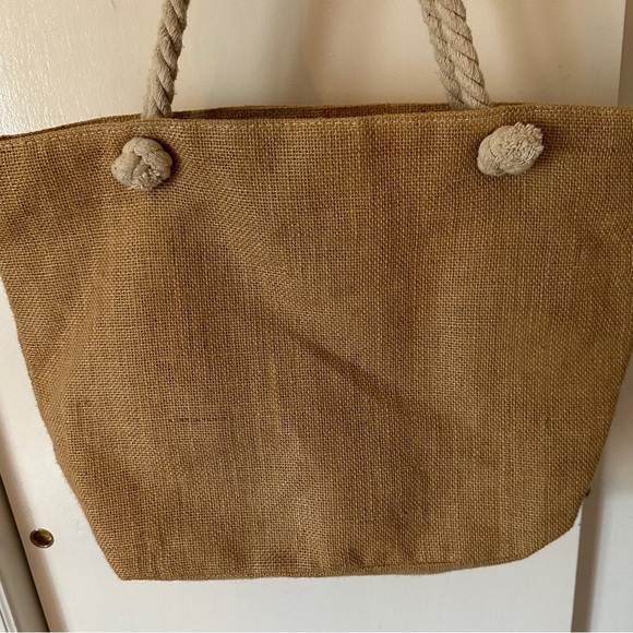 Nautical Whale tote bag rope handles summer beach burlap - Picture 5 of 10